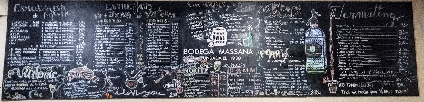 La Bodega José Massana tiene una carta bastante extensa La Bodega José Massana tiene una carta bastante extensa